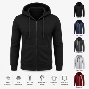Sudadera con capucha y cremallera completa para hombre, de manga larga, ajuste cómodo, estilo casual, con capucha con cordón y bolsillos. - Product Image 3