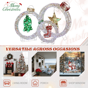 Set of 3 Iridescent Cut-out Light Bulb Christmas Decorations Pre-Lit 295 White LED Lights for Holiday Xmas Decorations - Product Image 3