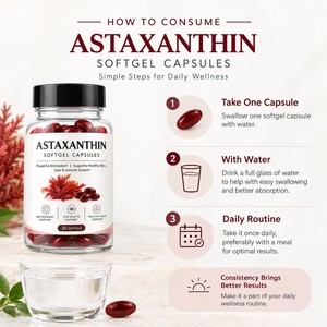 Capsules d'astaxanthine OEM/ODM, puissant complément antioxydant pour la peau, les yeux et le soutien immunitaire, 30 gélules - Product Image 4