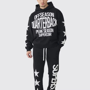 ชุดวอร์มพิมพ์ลาย DTG สีสันโดดเด่น ดีไซน์ใหม่ล่าสุด สำหรับผู้ชาย เนื้อผ้าหนา ผลิตจากโรงงาน พิมพ์ลายนูน ล้างสีแบบ Acid Wash - Product Image 5