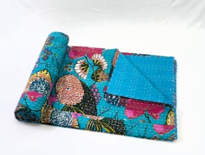 Couverture matelassée artisanale à motifs imprimés en relief couleur saumon foncé, 100 % coton, écologique, pour usage hôtelier, couvre-lit de luxe surdimensionné - Product Image 5