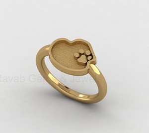 Solid 925 Sterling Silver 14k Gold Plated Dog Paw Blank Bezel Setting <b>Ring</b> Breastmilk DIY Resin Jewelry Findings - Product Image 1