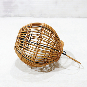 Round PE <b>Rattan</b> <b>Lantern</b> Candle Holder with Twisted Wire Handle Handmade for Home Decoration - Product Image 4