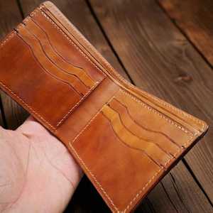 Handmade Genuine Leather <b>Wallet</b> With Floral Embossing Vintage Fold Closure Short Unisex Daily Use - Product Image 4