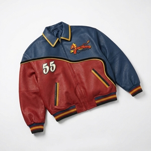 Chaqueta Bomber Varsity Azul y Roja |   Chaqueta Letterman con Bordado de Tigre |   Chaqueta bomber de cuero extragrande |   Fabricante OEM Personalizado - Product Image 1