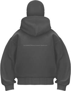 Balaclava à capuche zippée en polaire épaisse 100% coton, couvre-visage d'hiver, veste unisexe, style OEM, broderie personnalisée, poche brodée - Product Image 4