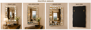Round Wall Mirror <b>Block</b> Design Decorative Mirror for Bathroom Bedroom Living Room Modern | Stylish Wall <b>Mounted</b> Home 32 Inches - Product Image 2