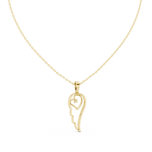 Pendentif Cœur d'Ange serti de diamant de laboratoire en or jaune massif 18 carats pour fiançailles, fête, cadeau de Saint-Valentin, usage quotidien - Product Image 2