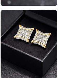 Boucles d'oreilles clous SHRAMAN DIAMOND en or 10K rhodié, design tendance, halo de diamants de laboratoire, fermoir à vis, pour mariage et fiançailles - Product Image 3