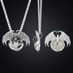 Colgante de Moissanita Corazón de Dragón, Plata 925 con Baño de Rodio, Joyería Hiphop para Hombre, Uso Diario - Product Image 3