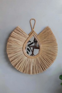 Boho Tear Drop Rattan Wall <b>Mirror</b> Handmade Natural Fiber Frame For Living Room Wall Decor For Unique And Stylish Interior Look - Product Image 6
