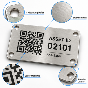 Etiquetas de Código QR de Metal, Acero Inoxidable, Grabadas con Láser, Etiquetas de Identificación de Activos para Equipos Industriales OEM - Product Image 3