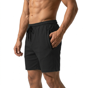 Shorts pour homme en piqué 100% coton noir avec cordon de serrage à la taille, décontractés, respirants, longueur bermuda, couleur unie, tissu tricoté - Product Image 3