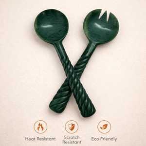 ชุดเสิร์ฟสลัดเรซิ่นธรรมชาติแบบใหม่ พร้อมด้ามจับเรซิ่น ชุดอาหารค่ำสุดทันสมัย ช้อนและส้อมเสิร์ฟสลัดรูปทรงแตร - Product Image 6