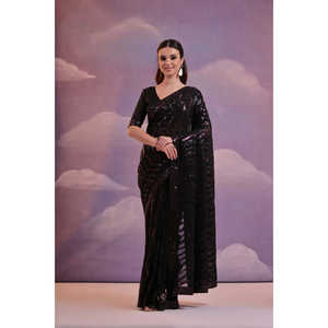 Magnifique Saree pour les fêtes avec broderie séquentielle pour femmes - Product Image 6