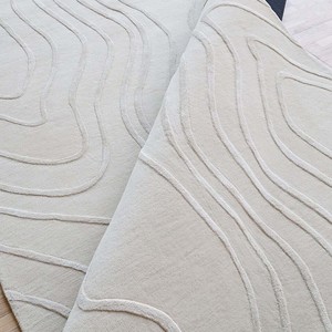 Alfombra Moderna de Diseño Abstracto Color Crema, Tejida a Mano, con Patrón de Contorno, Estilo Minimalista para Sala de Estar, Dormitorio, Decoración del Hogar, Estilo X - Product Image 2