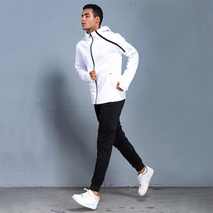 Ensemble de survêtement 2 pièces pour homme : veste à capuche zippée et pantalon de jogging, séchage rapide, idéal pour la gym, la course et l'entraînement, vêtements de sport, vente en gros, logo personnalisé - Product Image 2