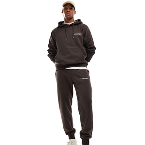 Men Fleece Pullover Hoodie Tracksuit Set Tapered Jogger <b>Trousers</b> Drawstring Waist Relaxed Fit Casual Winter Two Piece Outfit - Product Image 1