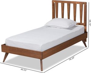 เตียงไม้วอลนัทสำเร็จรูปขนาดเต็มทนทานทันสมัยดีไซน์ทันสมัยสำหรับเด็กห้องนอนห้องนั่งเล่นทันสมัย - Product Image 2