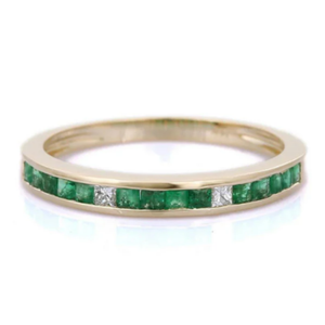 14K Yellow <b>Gold</b> Men's Emerald Constellation Statement <b>Ring</b> Resizable Natural Stone - Product Image 1