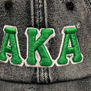 Green AKA Black Washed Denim Hat Embroidered Letter Baseball <b>Cap</b> <b>Vintage</b> Style Adjustable Cotton Denim Headwear Casual Fashion - Product Image 6