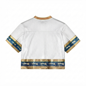 Manufacturer Premium Custom Vintage Oversized White Gold Women's Sleeveless Quick Dry Crew Neck Pullover Football Jersey Retro - Product Image 2