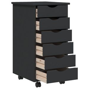 Archivador Rodante de Madera de Pino Sólido Gris con 5 Cajones, Organizador de Almacenamiento de Oficina, Diseño Moderno, Duradero y Ahorra Espacio - Product Image 3