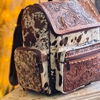 Sac à main portable en cuir de vachette de haute qualité, résistant à l'eau, avec poche avant zippée, motif floral sculpté, style bohème, pour usage quotidien