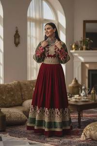 Robe de soirée afghane Kuchi en velours 100% de haute qualité, vente en gros, collection 2026, modèle STAR IMPEX, coupe trapèze, robes de mariée afghanes - Product Image 2