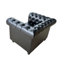 Fauteuil Chester en cuir PU rembourré, fauteuil individuel avec clous décoratifs