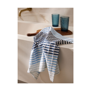 16x26 115 GSM Soft Quick Dry Lightweight Machine Washable Striped Cotton Tea <b>Towels</b> Rectangle Woven Gray White Teal Adult Use - Product Image 6