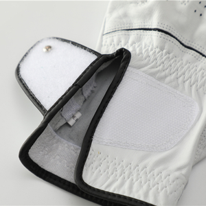 SOSH4 White Leather <b>Golf</b> Glove Full Finger Breathable Non-Slip Adjustable Wrist Outdoor Sports Left Hand - Product Image 5