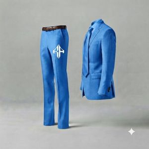 Traje de Pantalón y Chaqueta de Terciopelo Estilo Italiano para Hombre, Antiarrugas, Transpirable, Cierre de Botones, Diseño Plano Frontal, Viscosa/Poliéster - Product Image 5