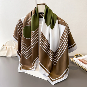 90*90cm Summer Thin Cotton <b>Square</b> Scarf Women Silk Scarves Bandanas Luxury Beach Shawl Wraps Floral Printed <b>Hijab</b> Neckerchief - Product Image 3