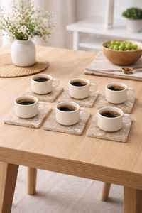 Sous-verres en pierre de travertin naturelle, faits à la main, ensemble de sous-verres pour boissons, décoration minimaliste pour la maison - Product Image 3