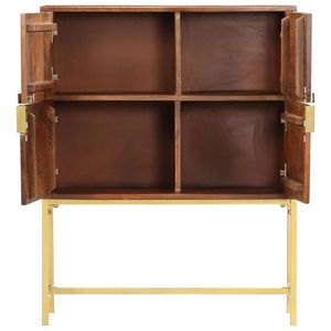 Buffet en bois d'acacia massif brun et doré 31,5 x 11,8 x 39,4 po - Product Image 3
