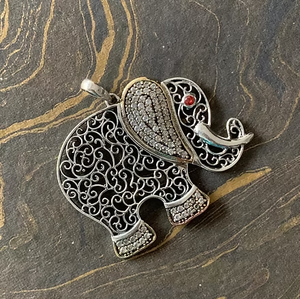 Two-Tone <b>Elephant</b> 925 Sterling Silver Animal Design Pendant Charm for <b>Gifts</b> Wholesale - Product Image 2