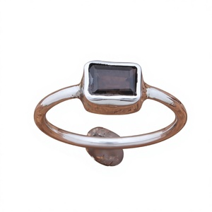 Bague en quartz fumé en argent sterling 925 massif faite à la main, pierre rectangulaire taillée en émeraude, bijoux fins, cadeau d'anniversaire de mariage, vente en gros - Product Image 1