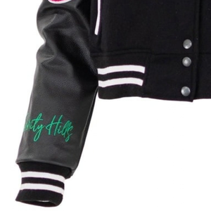 Black Excellence Cropped <b>Varsity</b> <b>Jacket</b> <b>Women</b> Black Embroidered Letterman Bomber Coat Casual Streetwear College Fashion Outer - Product Image 3