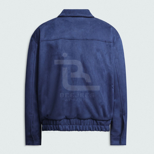 <b>Women's</b> Navy blue <b>Suede</b> Racer <b>Jacket</b> Genuine Leather Turn-down Collar Zipper OEM D2C hot sale discount price bulk order - Product Image 2