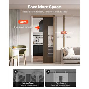 Kit Telaio per Porta Scorrevole in Legno per Porte Larghe 24-30 Pollici e Alte 80 Pollici, Meccanismo di Chiusura Morbida Bidirezionale, Scorrimento Fluido e Silenzioso - Product Image 2