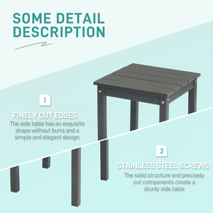 Dark Grey Square HDPE Adirondack Side Table Weather Resistant Small Outdoor Patio End Table - Product Image 2