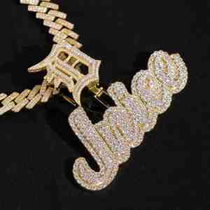 Mens 925 Silver Custom <b>Name</b> Pendant With Moissanite Diamond Cuban Link Statement Jewellery - Product Image 5