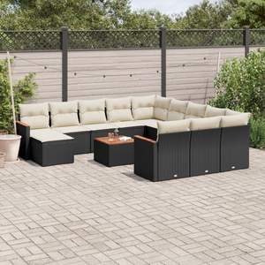 Grand ensemble de canapés de jardin modulaires en rotin PE noir, élégant et durable, mobilier d'extérieur - Product Image 1