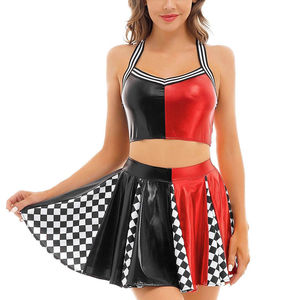 Uniforme de Porristas para Mujer, Último Diseño, Personalizado con Impresión por Transferencia de Calor, Manga Corta, Tirantes Ajustables, Poliéster/Algodón - Product Image 1