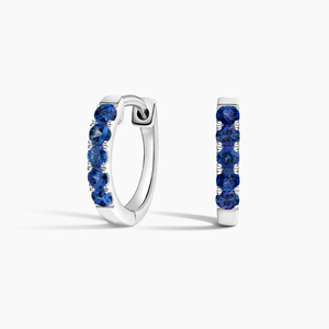 Pendientes de Aro Plateados con Detalles de Zafiro Azul, Joyería Clásica para Uso Diario para Mujer - Product Image 1