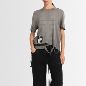 Camiseta Desgastada para Mujer, Transpirable, Cómoda, Estilo Urbano, en Oferta - Product Image 4