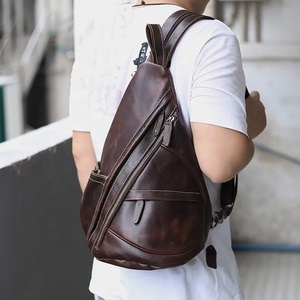 Pocket Custom Solid Plain Dyed Casual Genuine Leather Durable <b>Chest</b> Eco-friendly Breathable Very Attractive Leather <b>Chest</b> Bag - Product Image 2