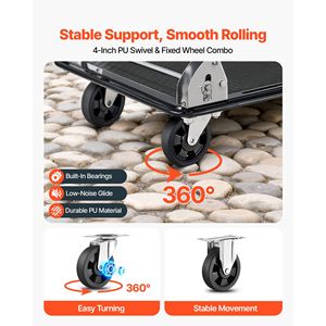 Carrello Pieghevole da 700 Libbre con Piattaforma in Acciaio a 2 Livelli e Ruote ad Alta Resistenza per Traslochi - Product Image 3