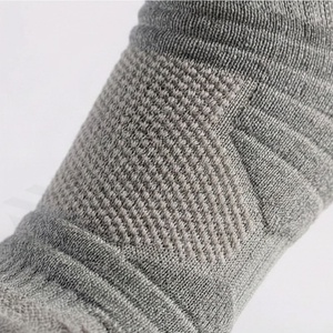 Athletic Crew Socks Solid Gray Knitted Breathable Polyester Spandex Running Support Summer Adult Regular Style - Product Image 5